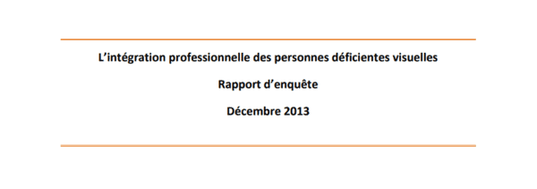 L’intégration professionnelle des personnes déficientes visuelles Rapport d’enquête Décembre 2013